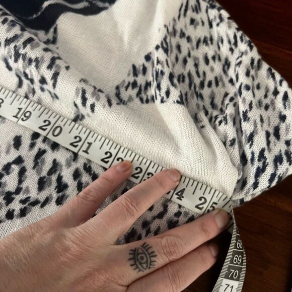 Nic + Zoe Linen Blend Sweater short sleeve white and blue flower large - Picture 11 of 12